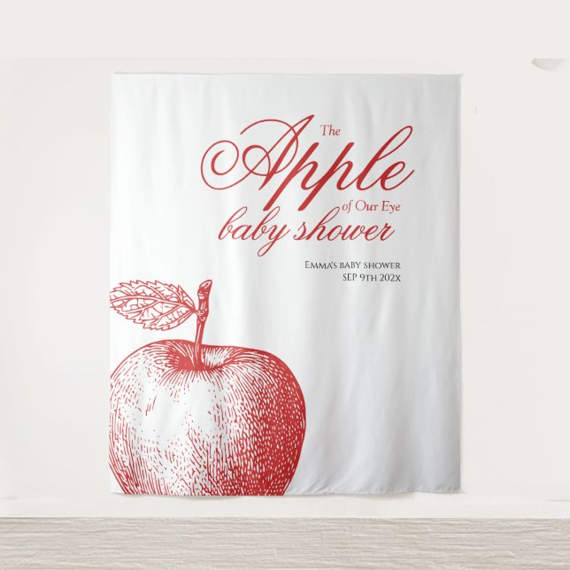 Apple of Our Eye Baby Shower Backdrop Tapestry (Front)
