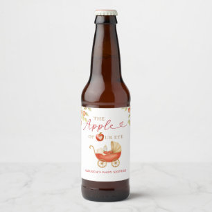 Apple of our Eye Baby Shower Carriage Floral Beer Bottle Label