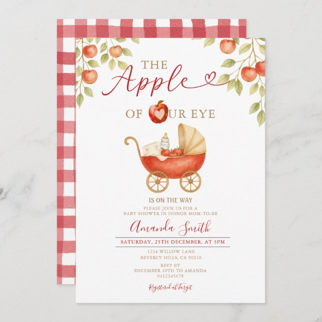 Apple of our Eye Baby Shower Carriage Invitation  (Front/Back)