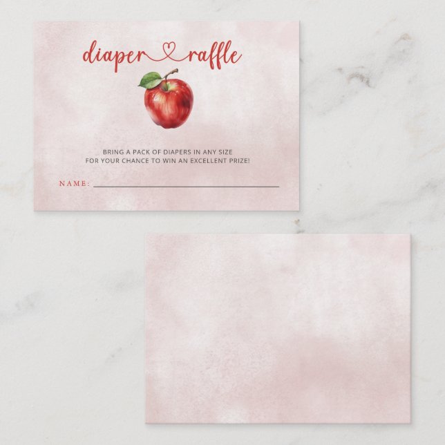 Apple of Our Eye Baby Shower Diaper Raffle Enclosure Card (Front/Back)