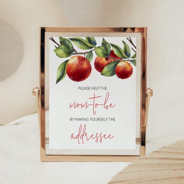 Apple of Our Eye Baby Shower Envelope Station Poster (Red Apple Baby Shower Envelope Station Sign)