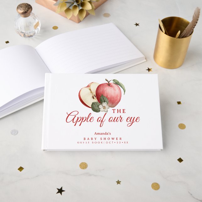Apple of Our Eye Baby Shower Guest Book (Front Open)