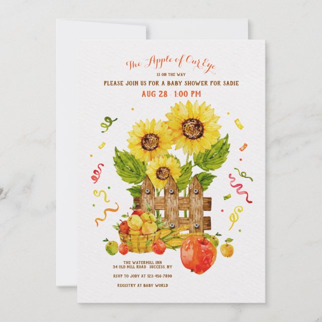 Apple of our Eye Baby Shower Invitation (Front)