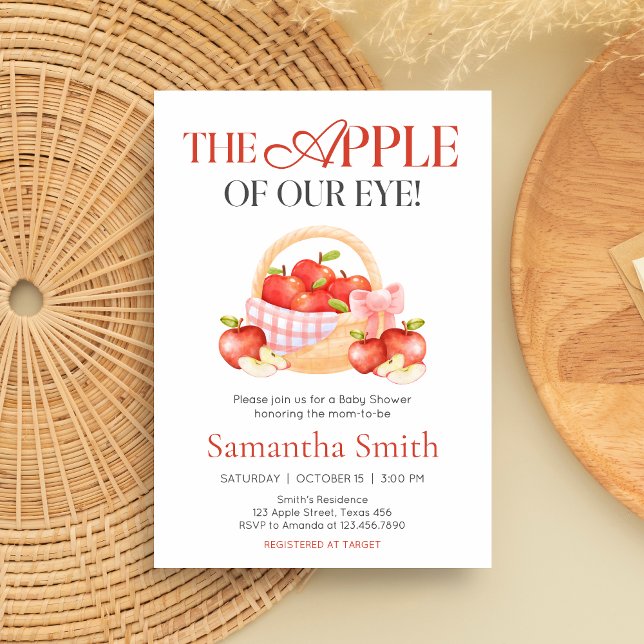 Apple of Our Eye Baby Shower Invitation (The Apple of Our Eye Gingham Baby Shower Invitation)