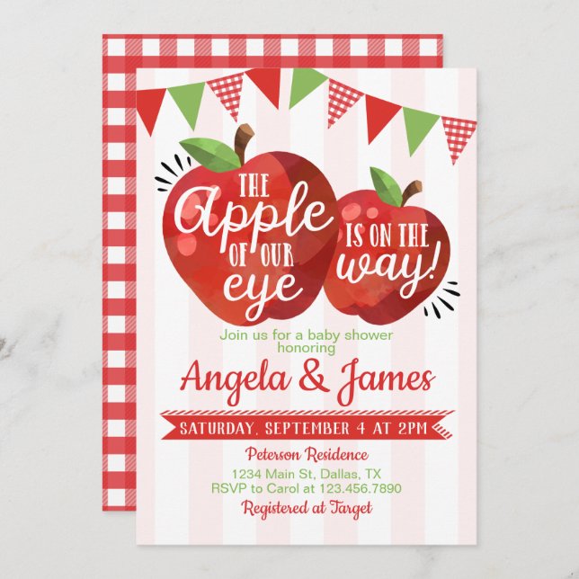 Apple of our Eye Baby Shower Invitation Invite (Front/Back)