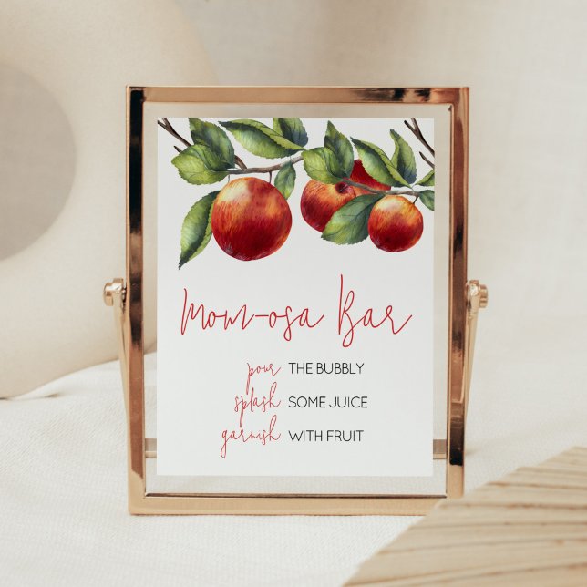Apple of Our Eye Baby Shower Mum Osa Bar Poster (Red Apple Baby Shower Mom Osa Bar Sign)
