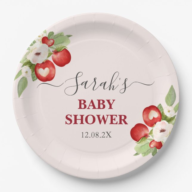 Apple of Our Eye Baby Shower Paper Plate (Front)