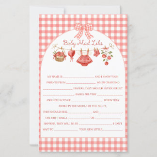 Apple of Our Eye Baby Shower Red Gingham Game