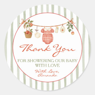 Apple of our Eye Clothesline Baby Shower Thank You Classic Round Sticker