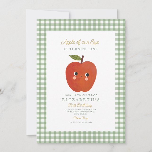 Apple of our eye cute Apple 1st Birthday Invitation (Front)