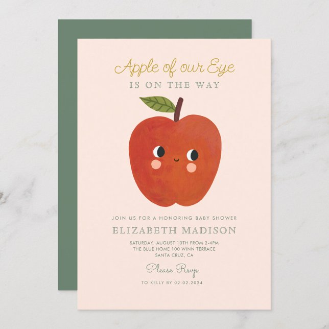 Apple of our eye cute Apple Baby Shower Invitation (Creator Uploaded)