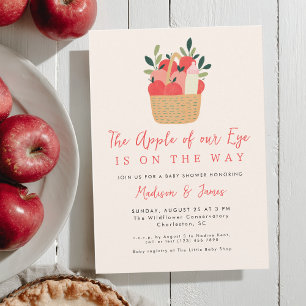 Apple Of Our Eye Cute Modern Fall Baby Shower Invitation
