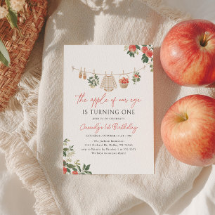 Apple of Our Eye Fall 1st Birthday Invitation