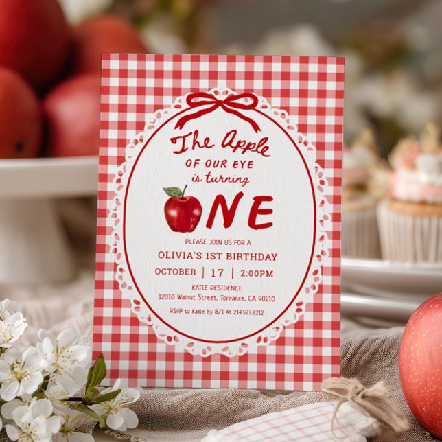 Apple of Our Eye Fall Apple Girl 1st Birthday Invitation (Creator Uploaded)