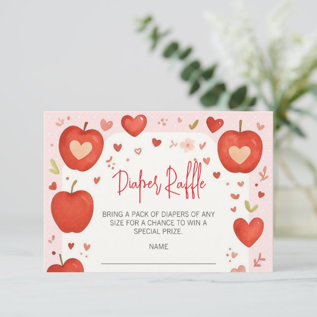 Apple of Our Eye Fall Baby Shower Diaper Raffle  Enclosure Card (Standing Front)