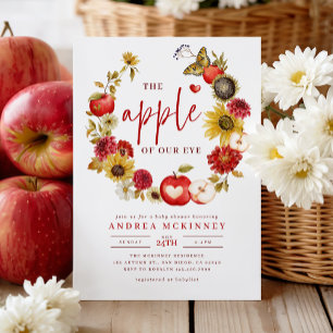 Apple of Our Eye Fall Floral Baby Shower  Invitation