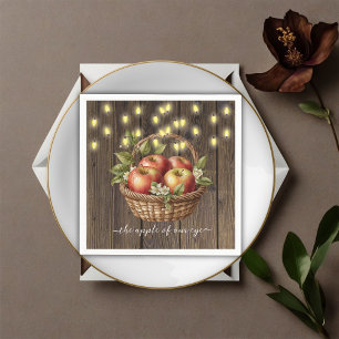 Apple Of Our Eye Fall Floral Wood Baby Shower Napkin