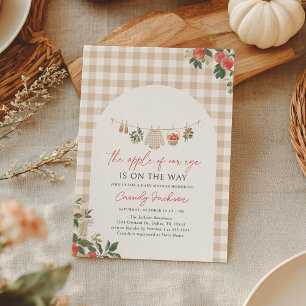 Apple of Our Eye Fall Gingham Baby Shower Invitation