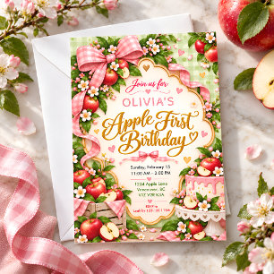 Apple of Our Eye First Birthday Invitation