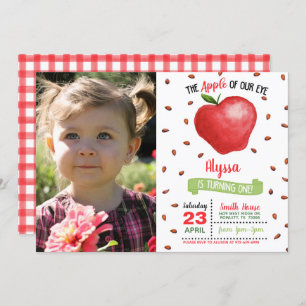 Apple of Our Eye First Birthday Invitation w/Photo