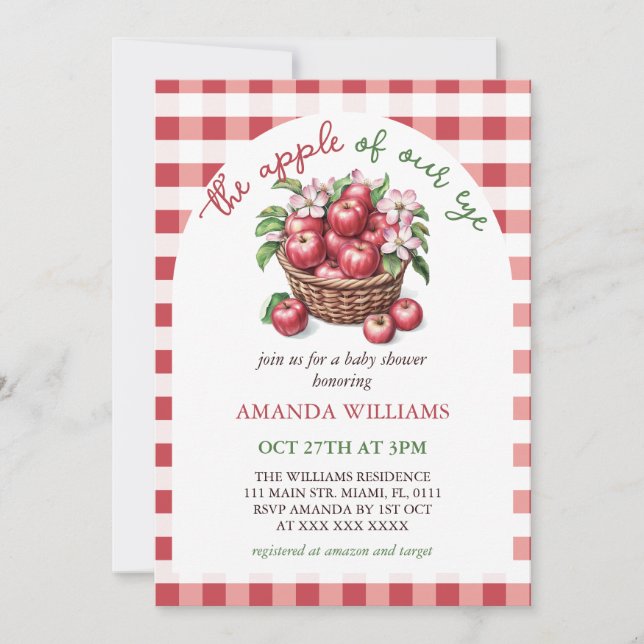 Apple of Our Eye Floral Baby Shower Invitation (Front)
