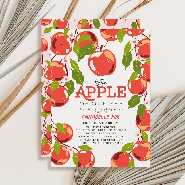 Apple of our Eye Floral Girl Baby Shower Invitation (Creator Uploaded)