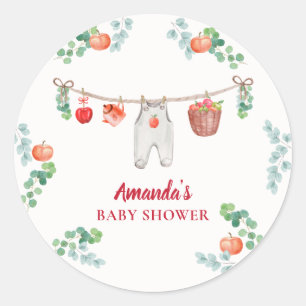 Apple Of Our Eye Garden Clothesline Baby Shower Classic Round Sticker