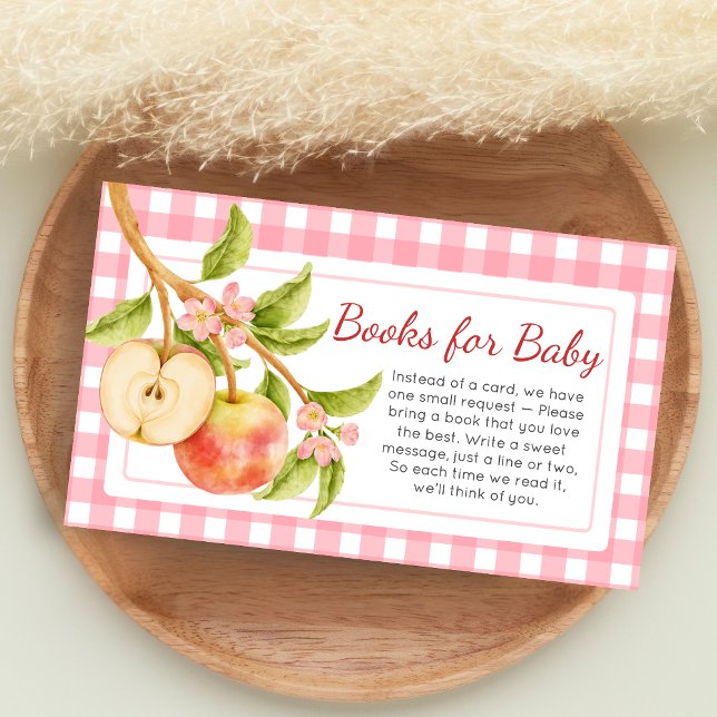 Apple of Our Eye Gingham Baby Shower Book for Baby Enclosure Card (Apple Baby Shower Books for Baby)