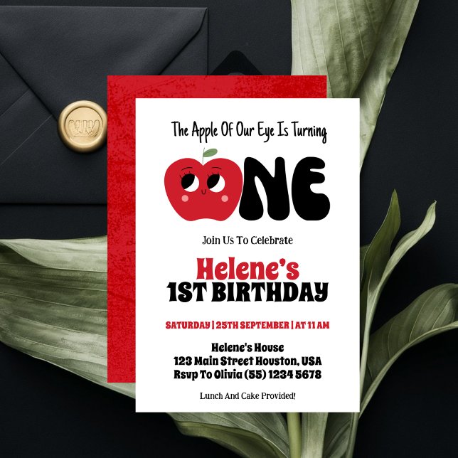 Apple Of Our Eye Girl 1st Birthday Party Invitation (Creator Uploaded)