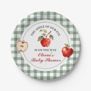 Apple of our eye green plaid Baby Shower Paper Plate