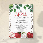 Apple of Our Eye Kids Birthday Invitation<br><div class="desc">Sophisticated apple themed birthday invitations featuring watercolor foliage and apples,  a seed border,  and a modern "the apple of our eye" birthday celebration template that is easy to customise.</div>