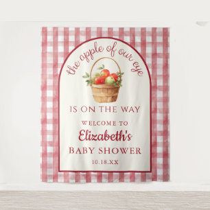Apple Of Our Eye Neutral Red Baby Shower Backdrop Tapestry
