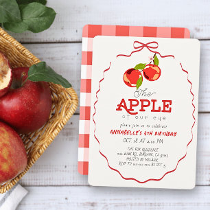 Apple of our Eye Red Bow Girl Birthday Invitation