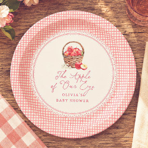 Apple Of Our Eye Red Gingham Baby Shower Paper Plate