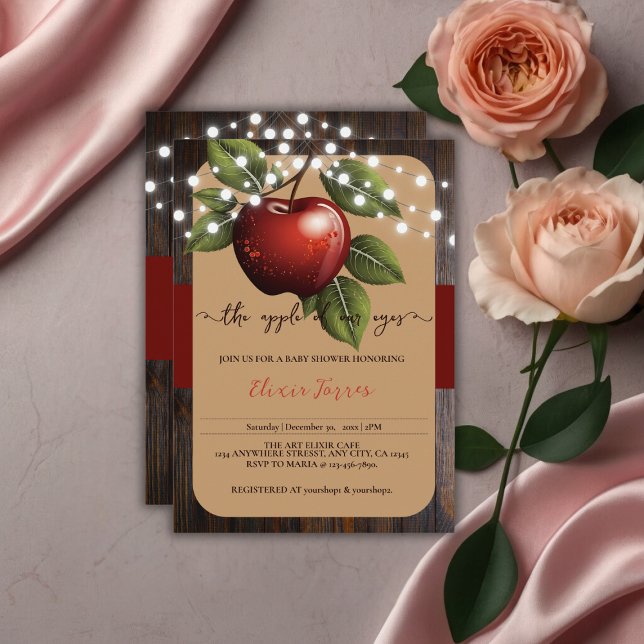 Apple of Our Eye Rustic Fall Baby Shower Invitation (Creator Uploaded)