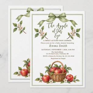 Apple of Our Eye Sage Green Fall Baby Shower Invitation
