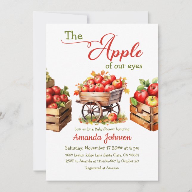 Apple of Our Eyes Fall Fresh Market Baby Shower Invitation (Front)