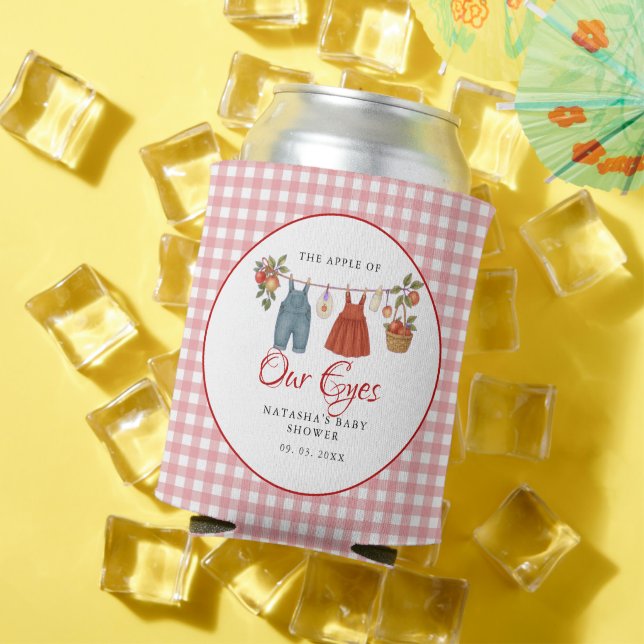 Apple of our eyes Fruit Fall baby shower thank you Can Cooler (In Situ Summer)