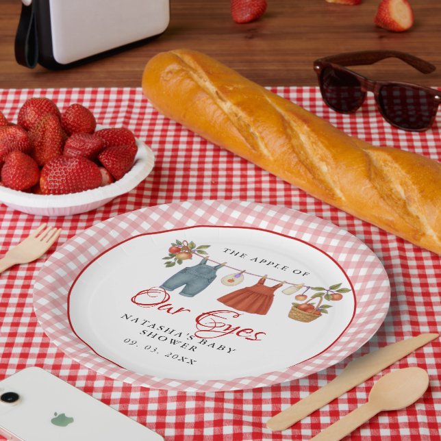 Apple of our eyes Fruit Fall baby shower thank you Paper Plate (Picnic)