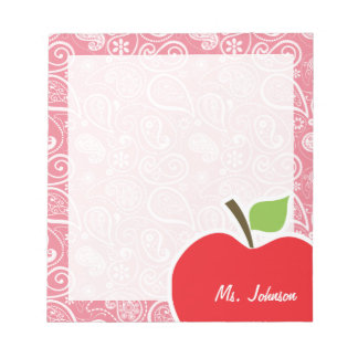 Apple on Blush Pink Paisley Notepad