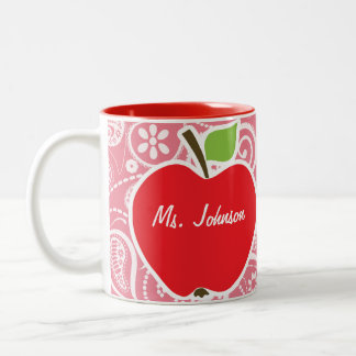 Apple on Blush Pink Paisley Two-Tone Coffee Mug