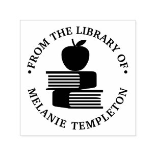 Apple on Books “From the library of” Name Monogram Self-inking Stamp
