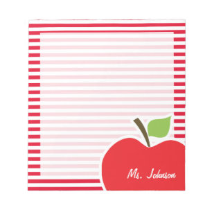 Apple on Cadmium Red Stripes; Striped Notepad