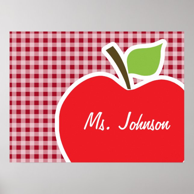 Apple on Carmine Red Gingham Poster (Front)