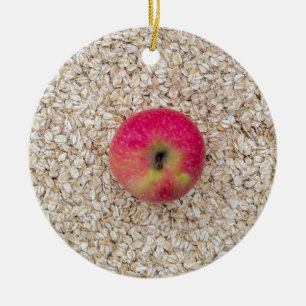Apple on oatmeal ceramic tree decoration