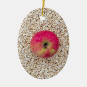 Apple on oatmeal ceramic tree decoration