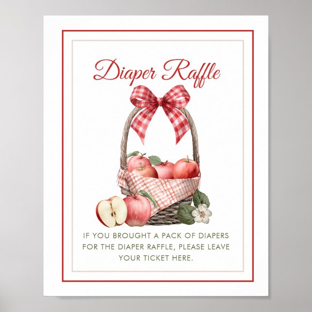 Apple Orchard Baby Shower Diaper Raffle Sign (Front)