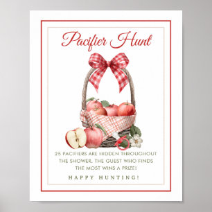 Apple Orchard Baby Shower Pacifier Hunt Game Poster