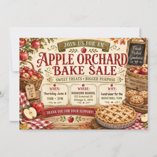 Apple Orchard Bake Sale Design Invitation (Front)