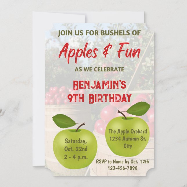 Apple Orchard Birthday Invitation (Front)